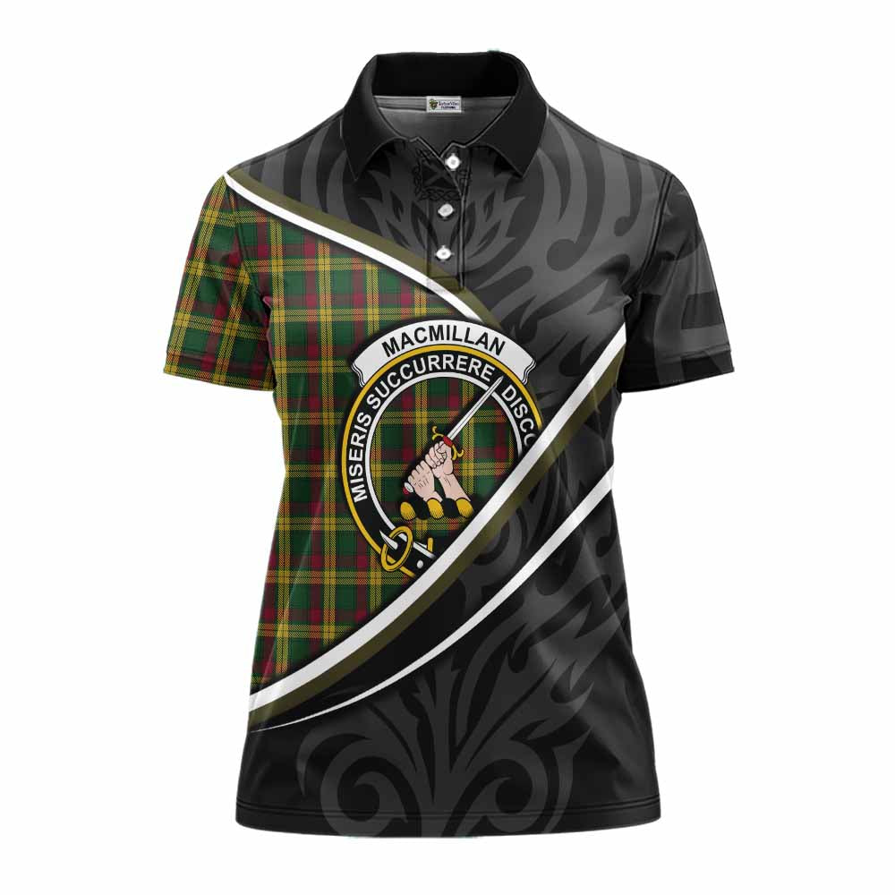 MacMillan (McMillan) Tartan Family Crest Women's Polo Shirt Celtic Scottish Thistle Floral - Tartan Vibes Clothing