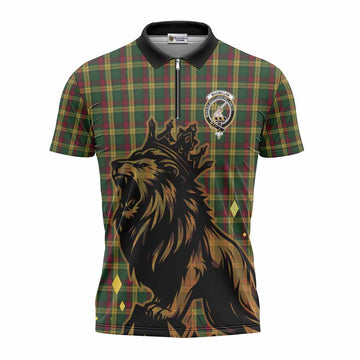 MacMillan (McMillan) Tartan Family Crest Zipper Polo Shirt Crowned Lion Roaring