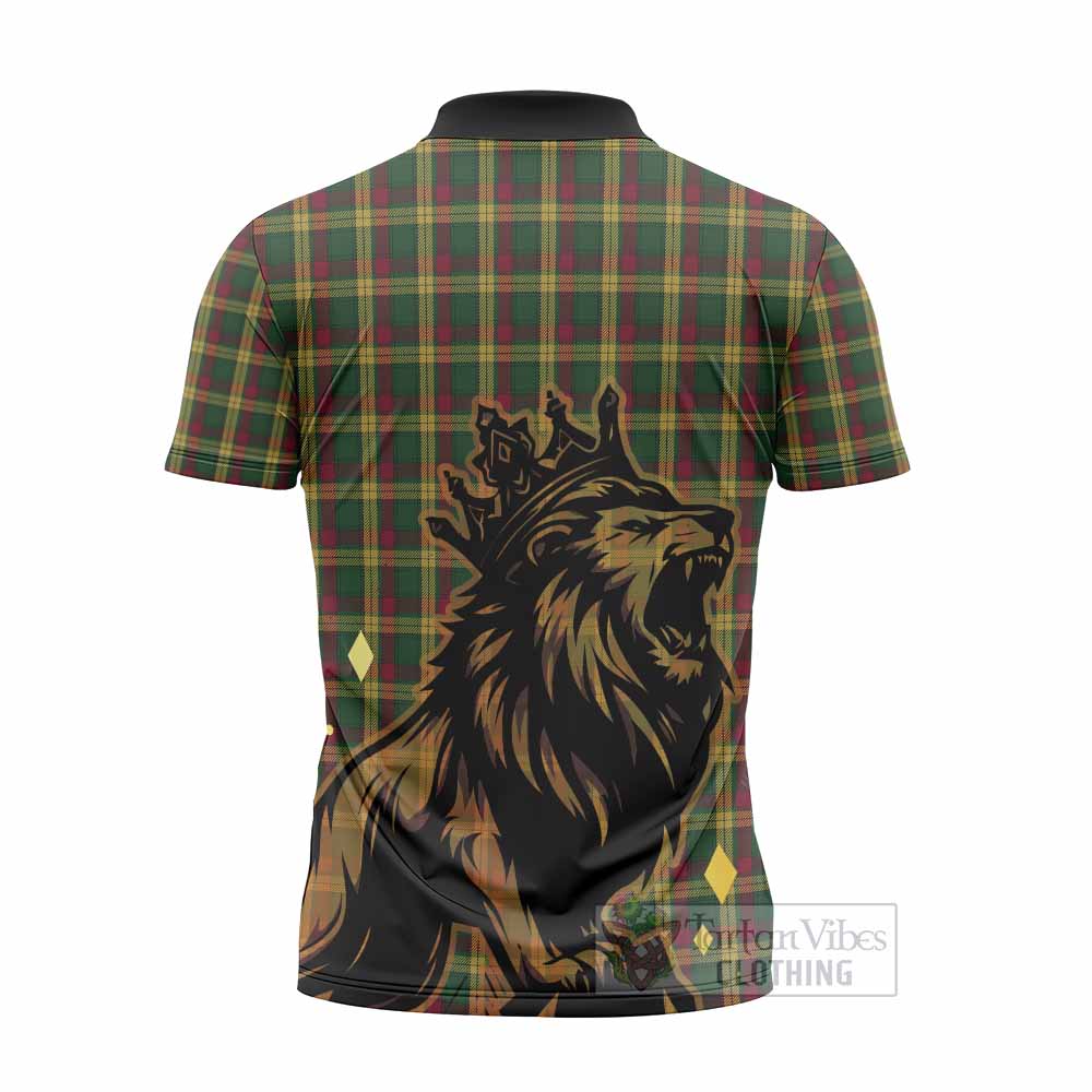 MacMillan (McMillan) Tartan Family Crest Zipper Polo Shirt Crowned Lion Roaring