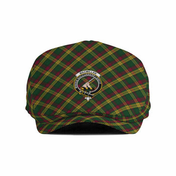 MacMillan (McMillan) Tartan Flat Cap, Jeff Cap Cross Style with Family Crest