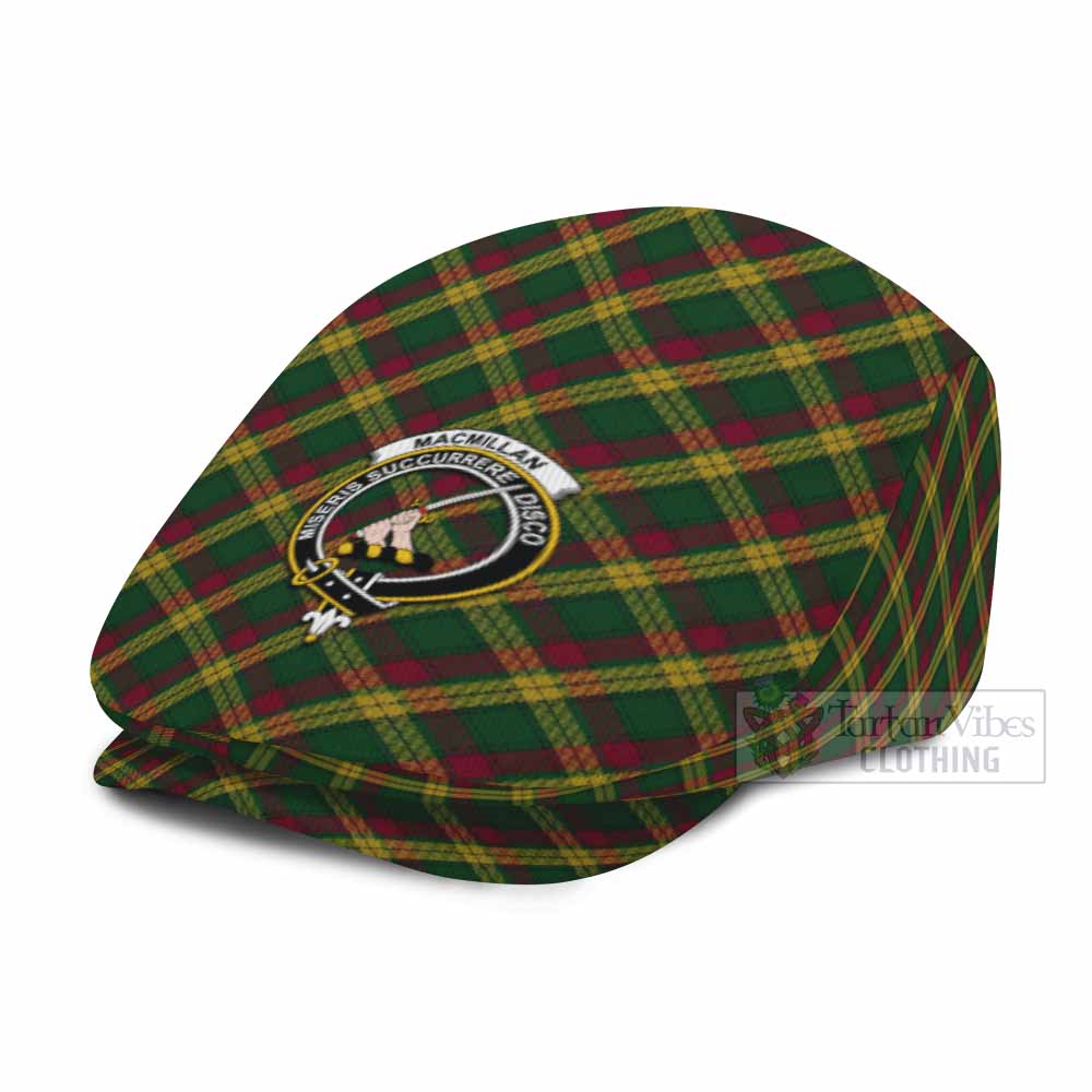 MacMillan (McMillan) Tartan Flat Cap, Jeff Cap Cross Style with Family Crest - Tartan Vibes Clothing