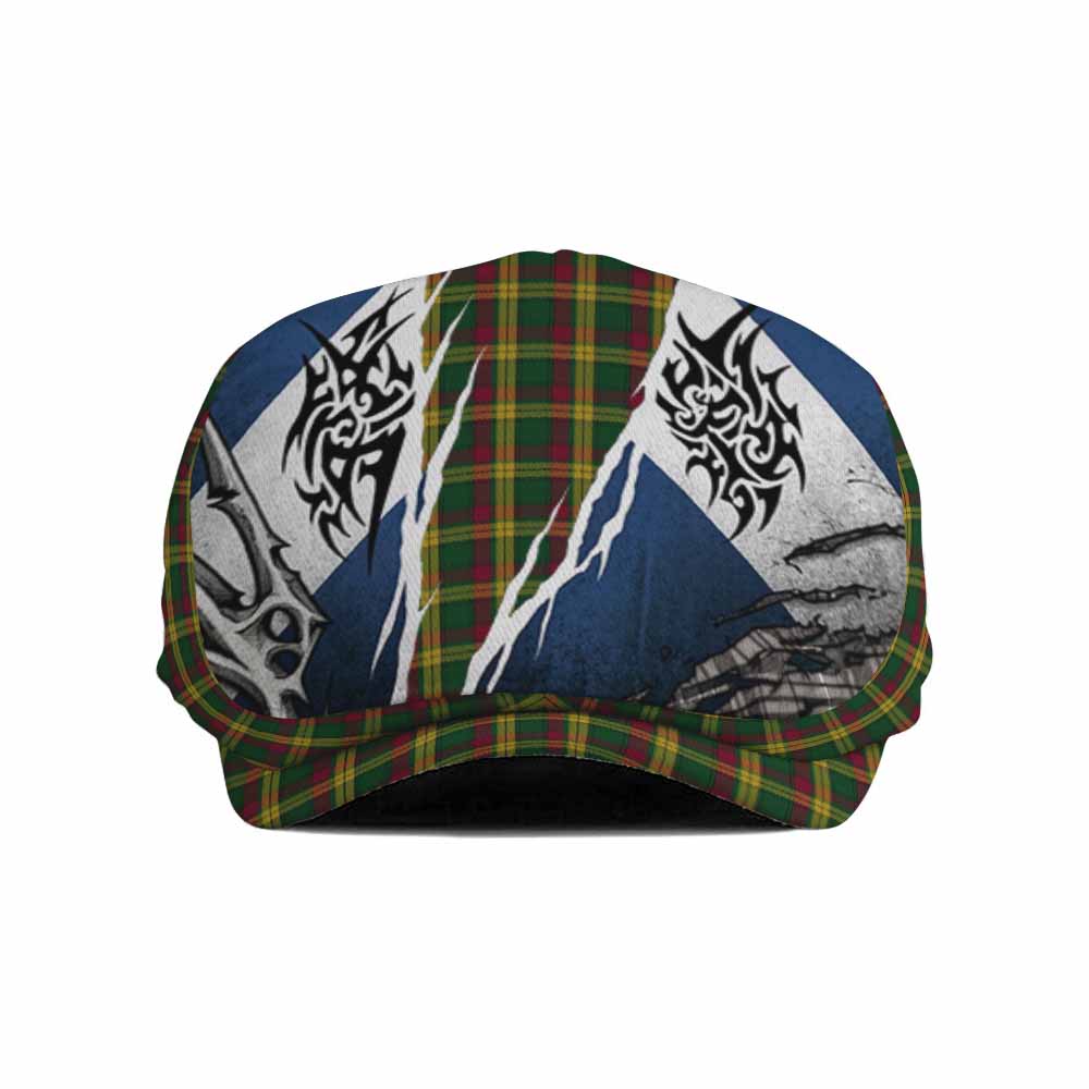 MacMillan (McMillan) Tartan Flat Cap, Jeff Cap Scotland Flag Ripped Tribal Design