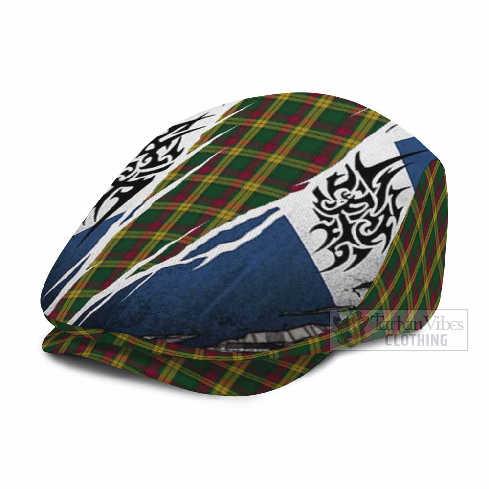 MacMillan (McMillan) Tartan Flat Cap, Jeff Cap Scotland Flag Ripped Tribal Design