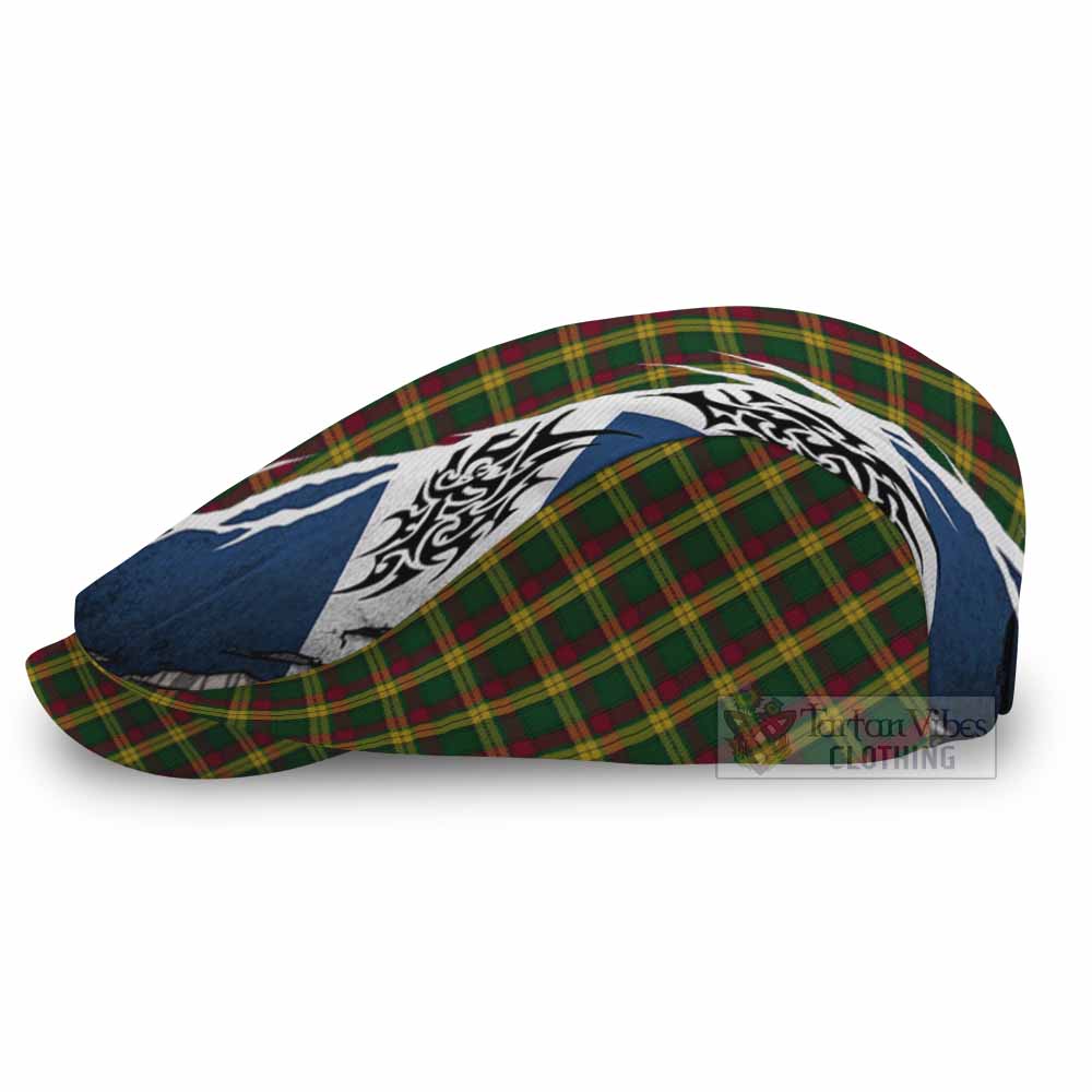 MacMillan (McMillan) Tartan Flat Cap, Jeff Cap Scotland Flag Ripped Tribal Design