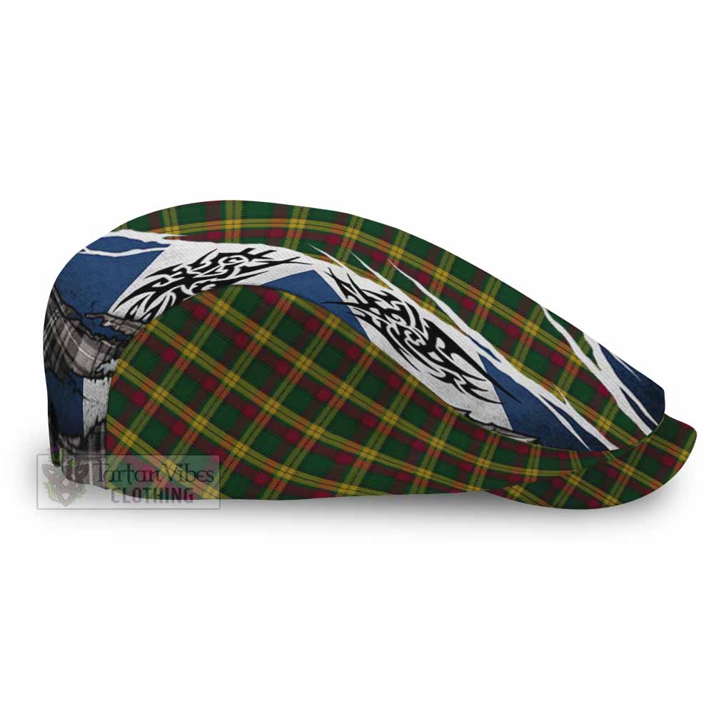 MacMillan (McMillan) Tartan Flat Cap, Jeff Cap Scotland Flag Ripped Tribal Design
