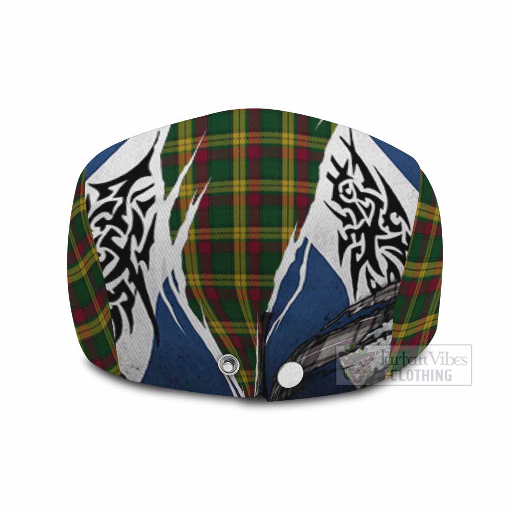 MacMillan (McMillan) Tartan Flat Cap, Jeff Cap Scotland Flag Ripped Tribal Design