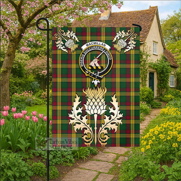 MacMillan (McMillan) Tartan Garden Flag with Golden Regal Scottish Thistle Emblem - Tartan Vibes Clothing