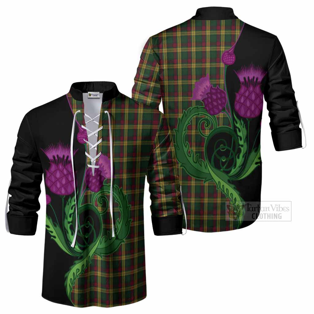 MacMillan (McMillan) Tartan Ghillie Shirt Traditional Scottish Thistle