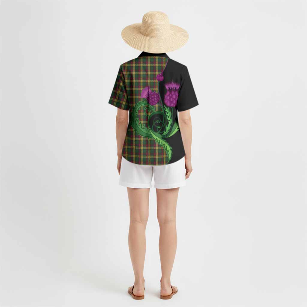 MacMillan (McMillan) Tartan Hawaiian Shirt Traditional Scottish Thistle