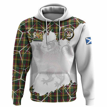MacMillan (McMillan) Tartan Hoodie with Family Crest and Lion Rampant Grunge Style