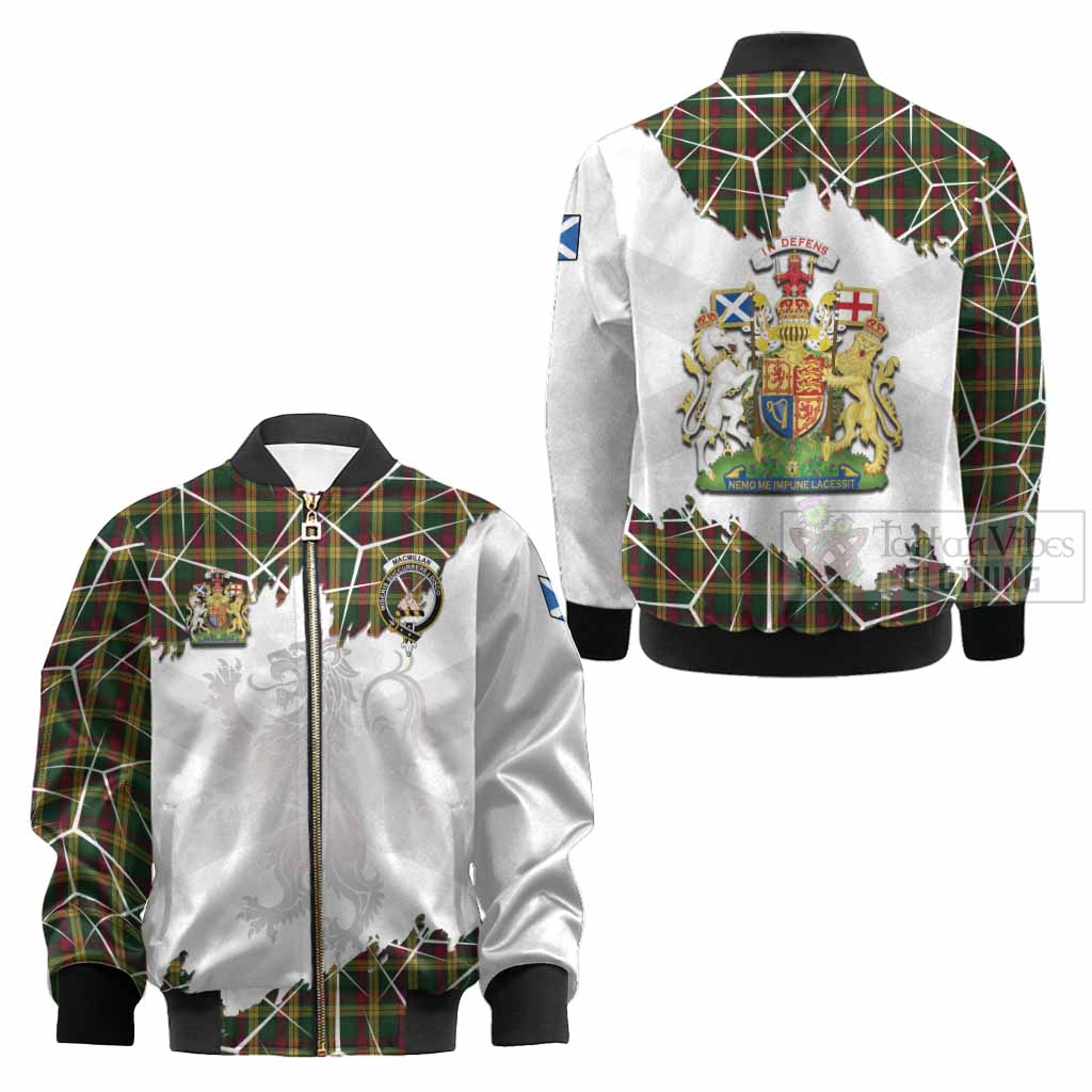 MacMillan (McMillan) Tartan Kid Bomber Jacket with Family Crest and Lion Rampant Grunge Style