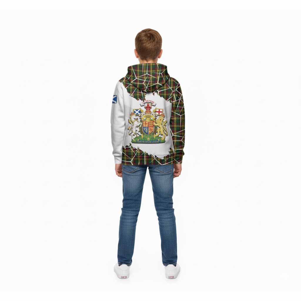 MacMillan (McMillan) Tartan Kid Hoodie with Family Crest and Lion Rampant Grunge Style