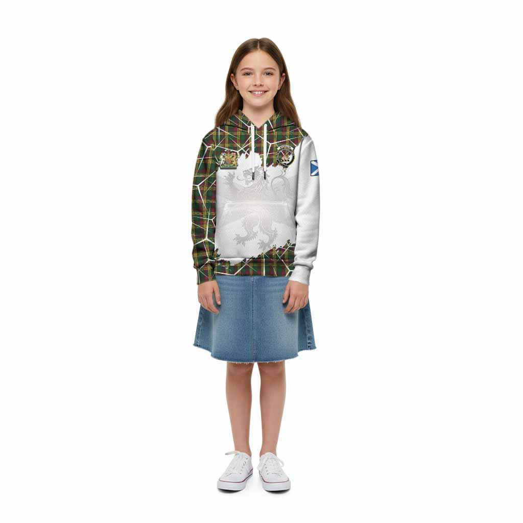 MacMillan (McMillan) Tartan Kid Hoodie with Family Crest and Lion Rampant Grunge Style