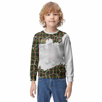 MacMillan (McMillan) Tartan Kid Knitted Sweatshirt with Family Crest and Lion Rampant Grunge Style