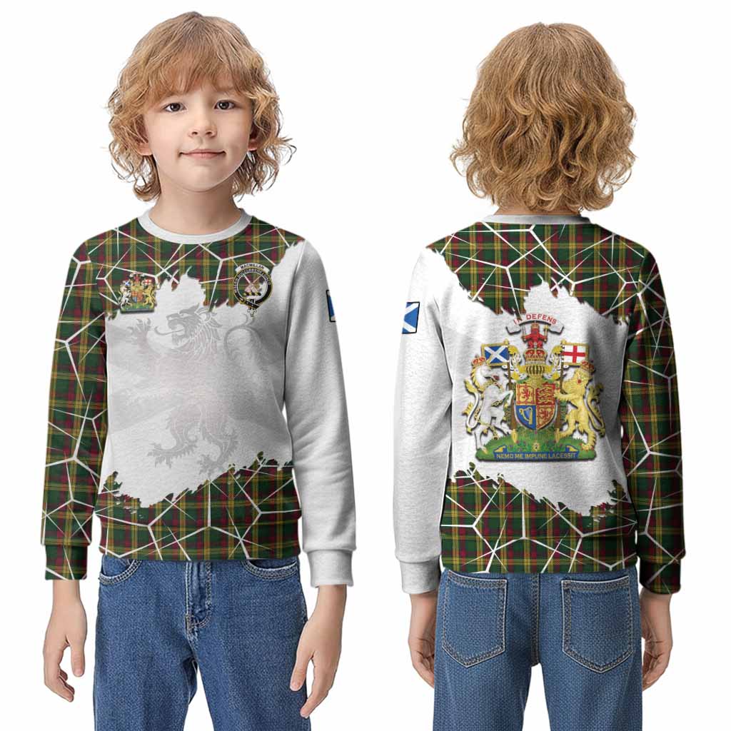 MacMillan (McMillan) Tartan Kid Knitted Sweatshirt with Family Crest and Lion Rampant Grunge Style
