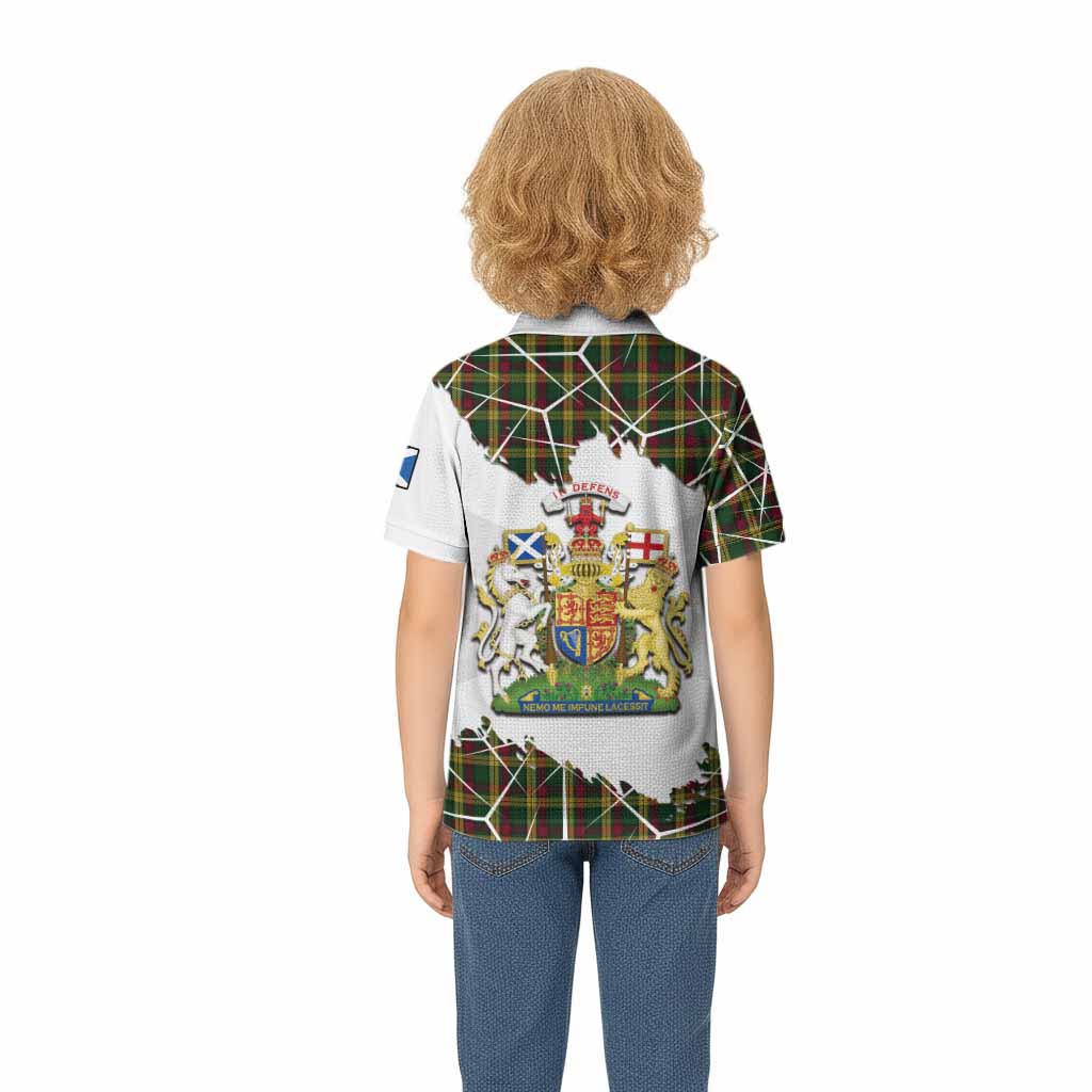 MacMillan (McMillan) Tartan Kid Polo Shirt with Family Crest and Lion Rampant Grunge Style