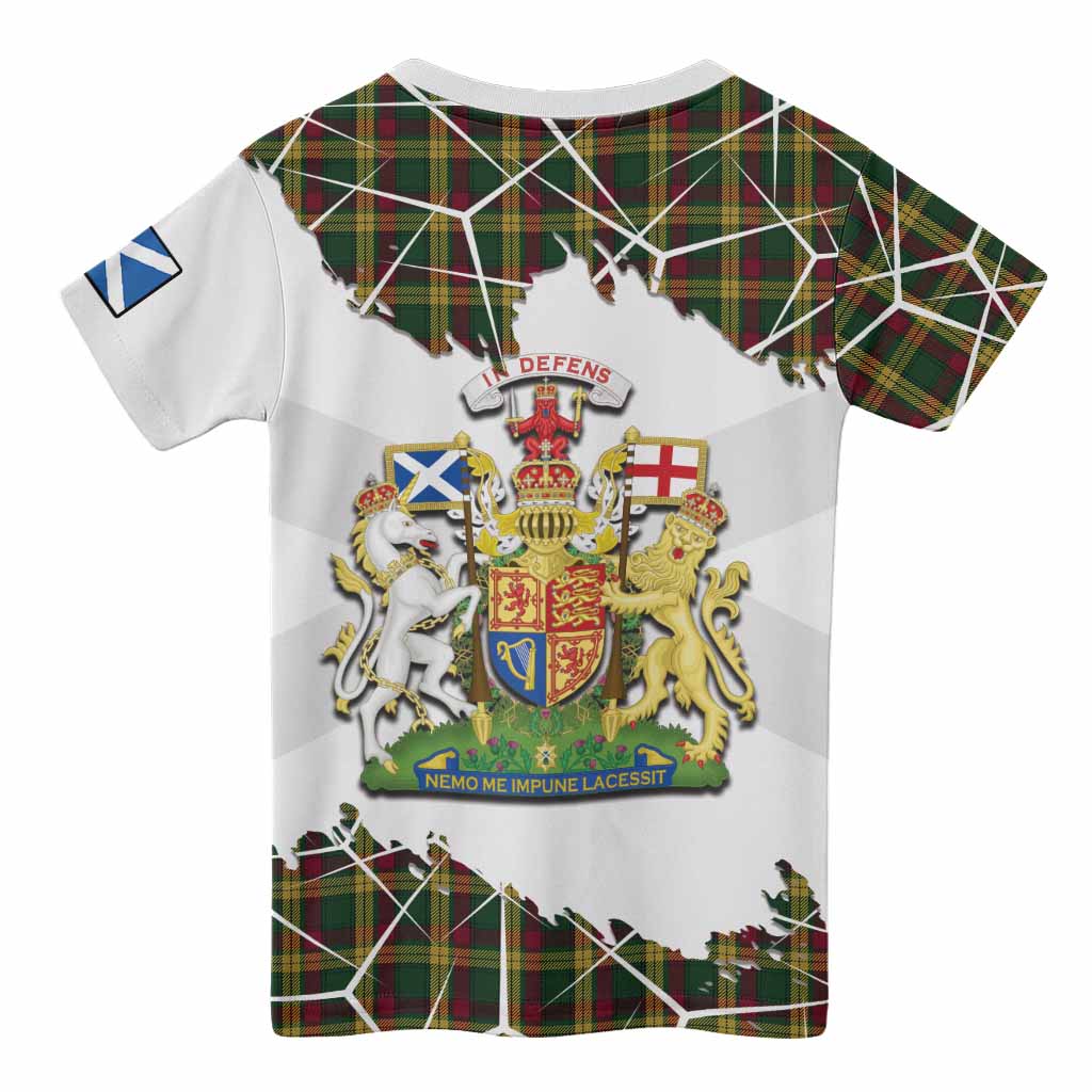 MacMillan (McMillan) Tartan Kid T-shirt with Family Crest and Lion Rampant Grunge Style