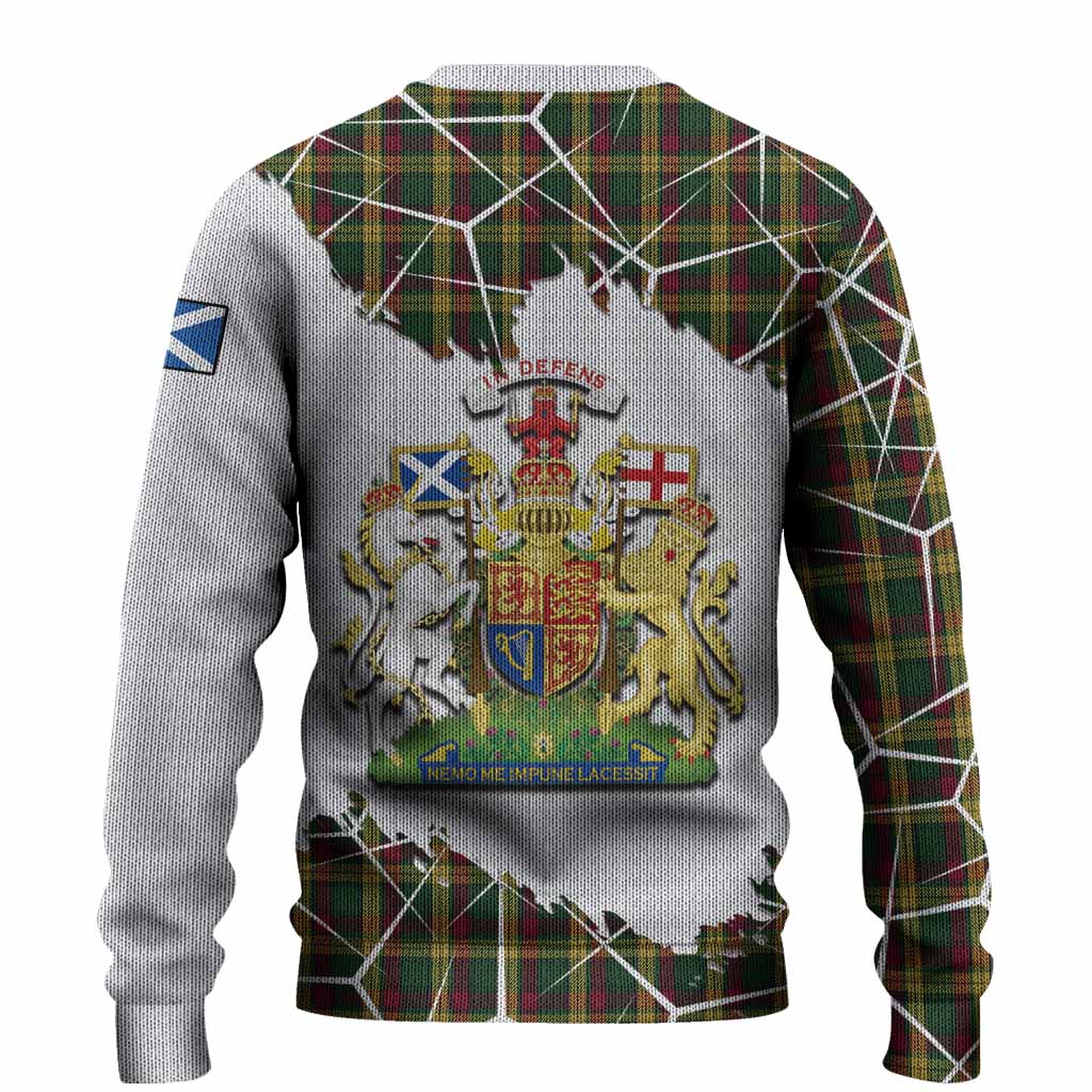 MacMillan (McMillan) Tartan Knitted Sweater with Family Crest and Lion Rampant Grunge Style