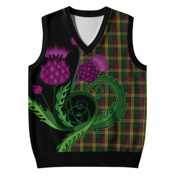 MacMillan (McMillan) Tartan Knitted V-Neck Vest Traditional Scottish Thistle