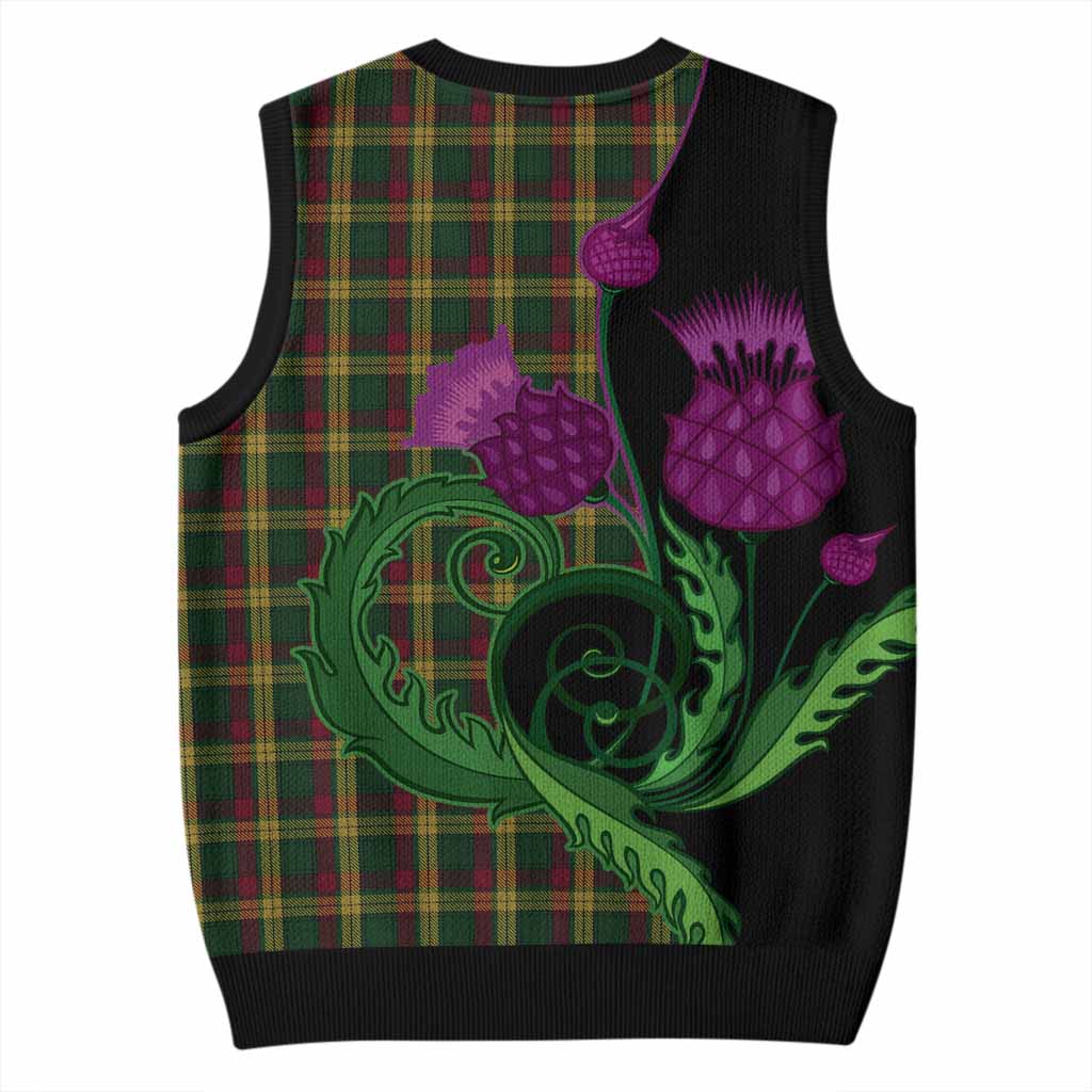 MacMillan (McMillan) Tartan Knitted V-Neck Vest Traditional Scottish Thistle