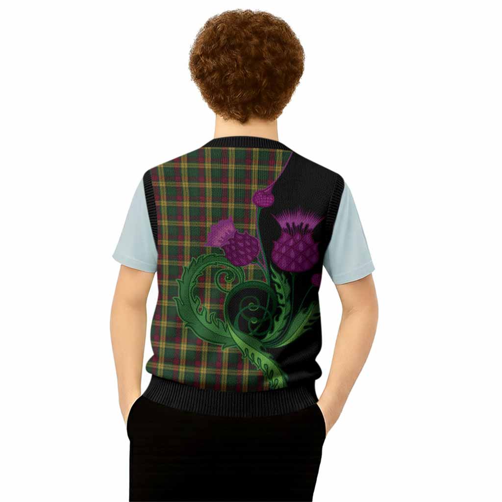 MacMillan (McMillan) Tartan Knitted V-Neck Vest Traditional Scottish Thistle