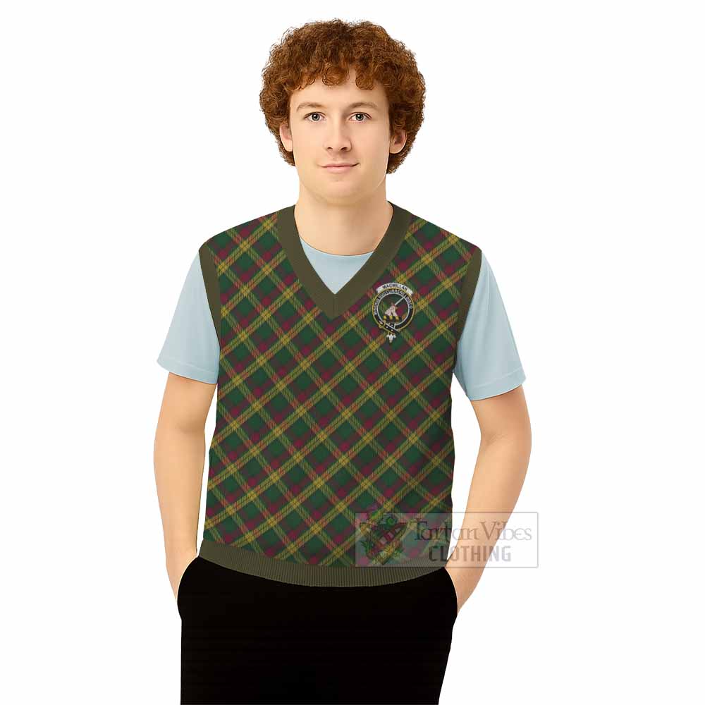 MacMillan (McMillan) Tartan Knitted V-Neck Vest with Family Crest Cross Style