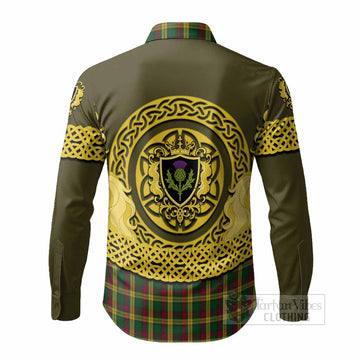MacMillan (McMillan) Tartan Long Sleeve Button Shirts Unicorn Celtic Knot And Thistle Emblem