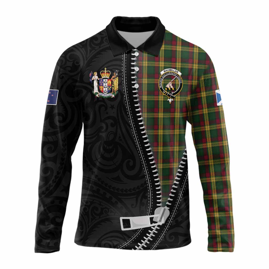 MacMillan (McMillan) Tartan Long Sleeve Polo Shirt New Zealand Pattern Unique Zipper Stylized