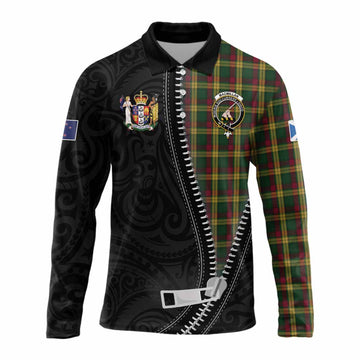 MacMillan (McMillan) Tartan Long Sleeve Polo Shirt New Zealand Pattern Unique Zipper Stylized