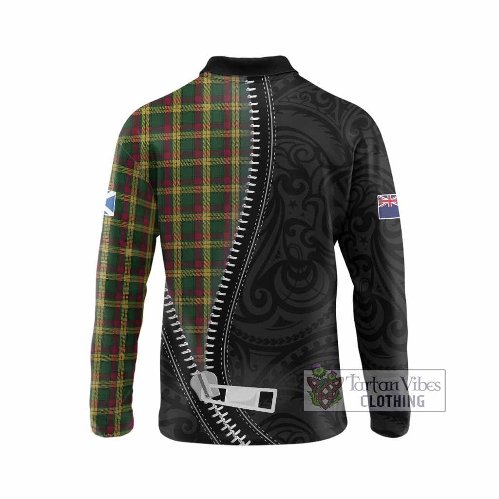 MacMillan (McMillan) Tartan Long Sleeve Polo Shirt New Zealand Pattern Unique Zipper Stylized