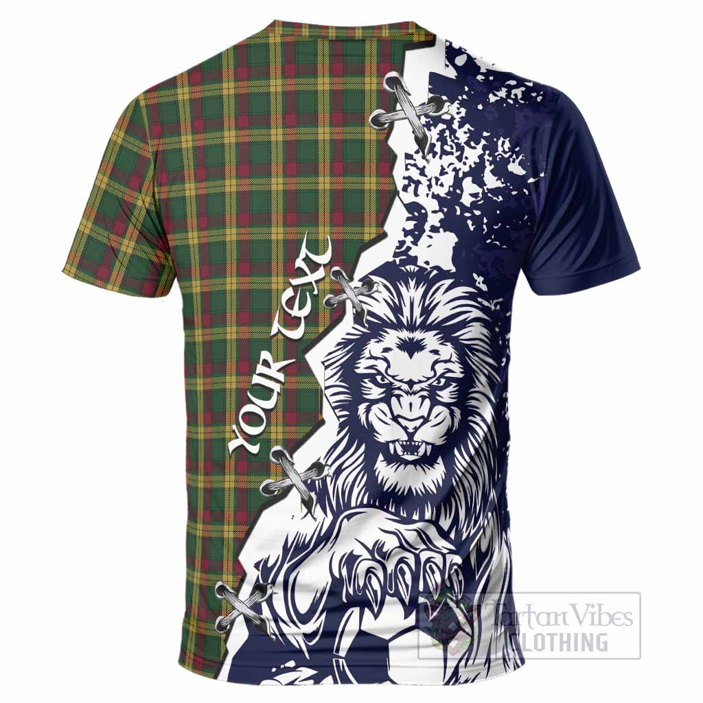 MacMillan (McMillan) Tartan Scottish T-Shirt Angry Lion With Soccer Ball Style