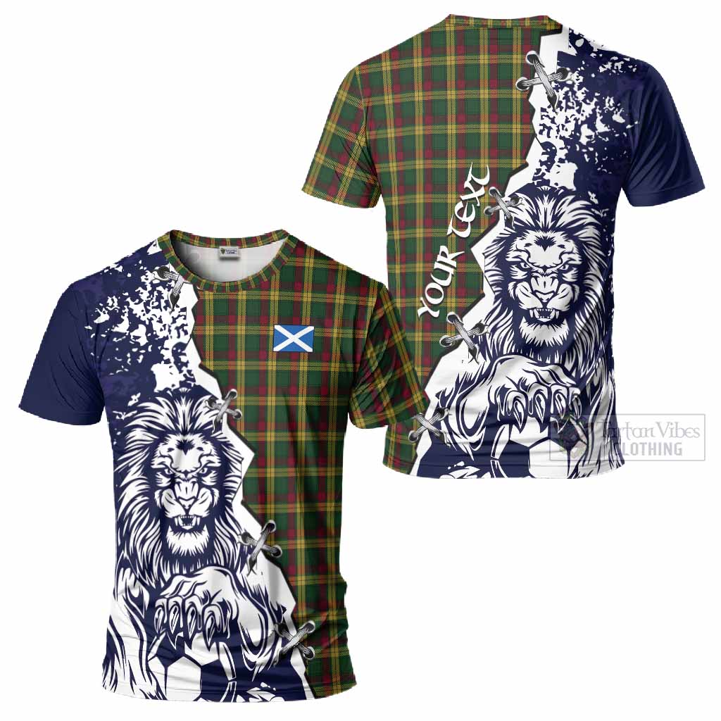 MacMillan (McMillan) Tartan Scottish T-Shirt Angry Lion With Soccer Ball Style