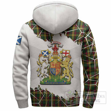 MacMillan (McMillan) Tartan Sherpa Hoodie with Family Crest and Lion Rampant Grunge Style