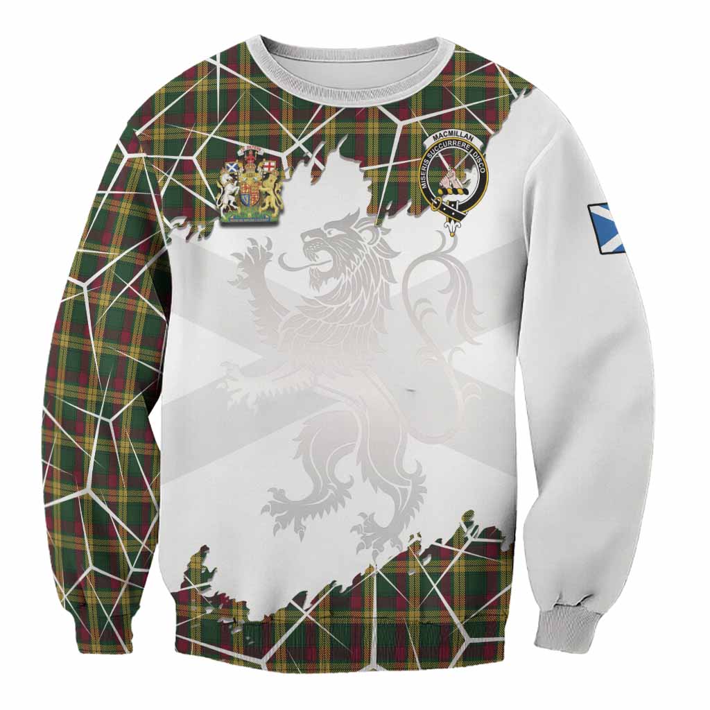 MacMillan (McMillan) Tartan Sweatshirt with Family Crest and Lion Rampant Grunge Style