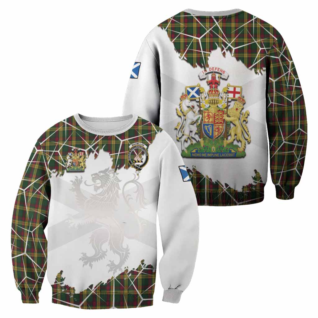 MacMillan (McMillan) Tartan Sweatshirt with Family Crest and Lion Rampant Grunge Style