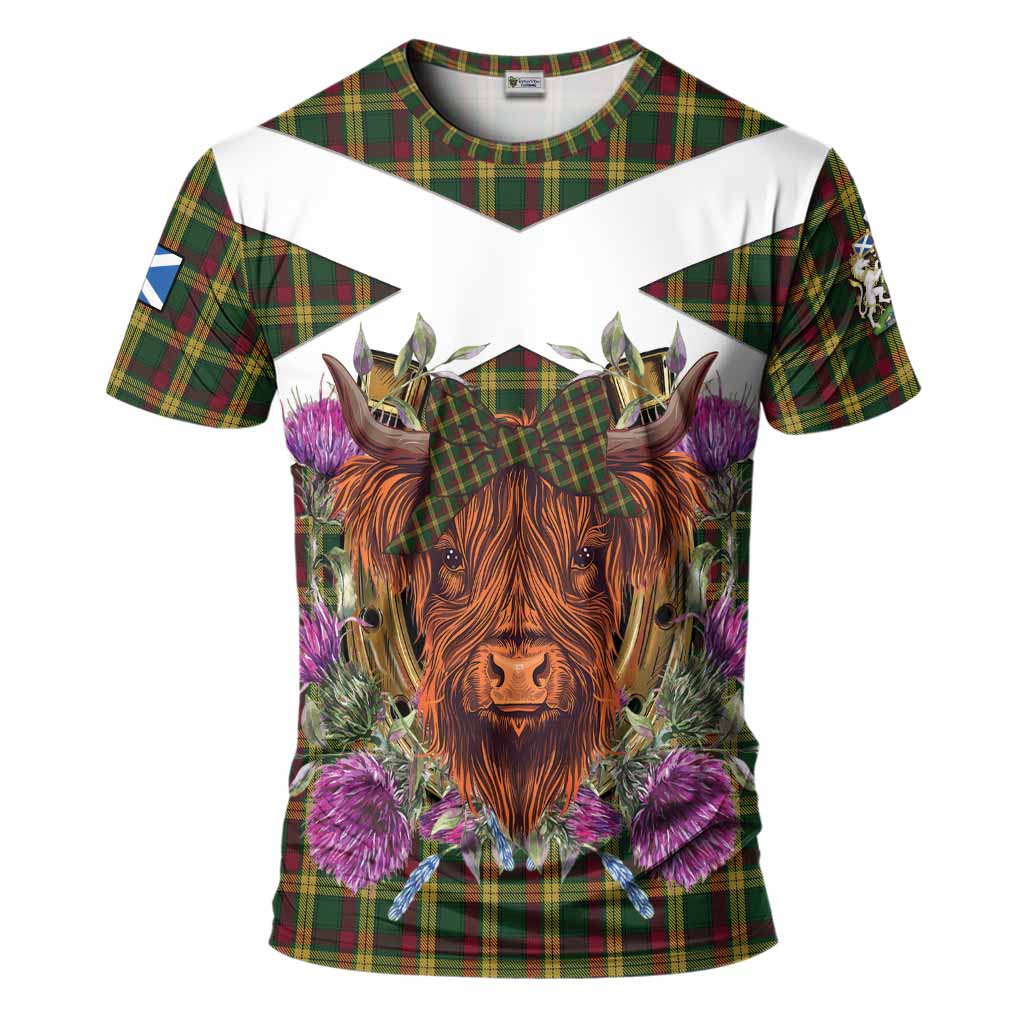 MacMillan (McMillan) Tartan T-Shirt Scottish Thistle Heilan Coo