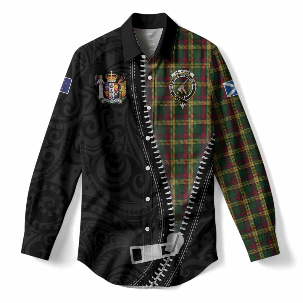 MacMillan (McMillan) Tartan Women Casual Shirt New Zealand Pattern Unique Zipper Stylized