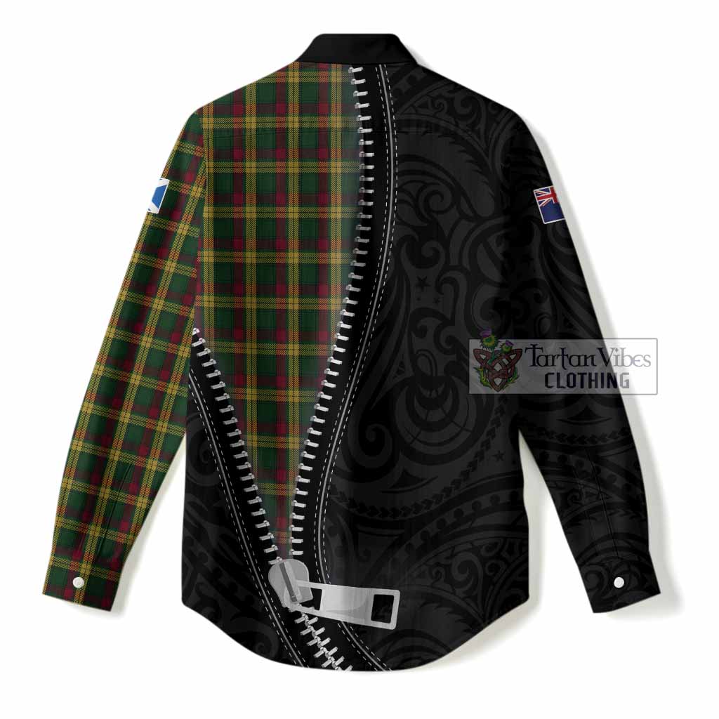 MacMillan (McMillan) Tartan Women Casual Shirt New Zealand Pattern Unique Zipper Stylized