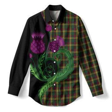 MacMillan (McMillan) Tartan Women Casual Shirt Traditional Scottish Thistle