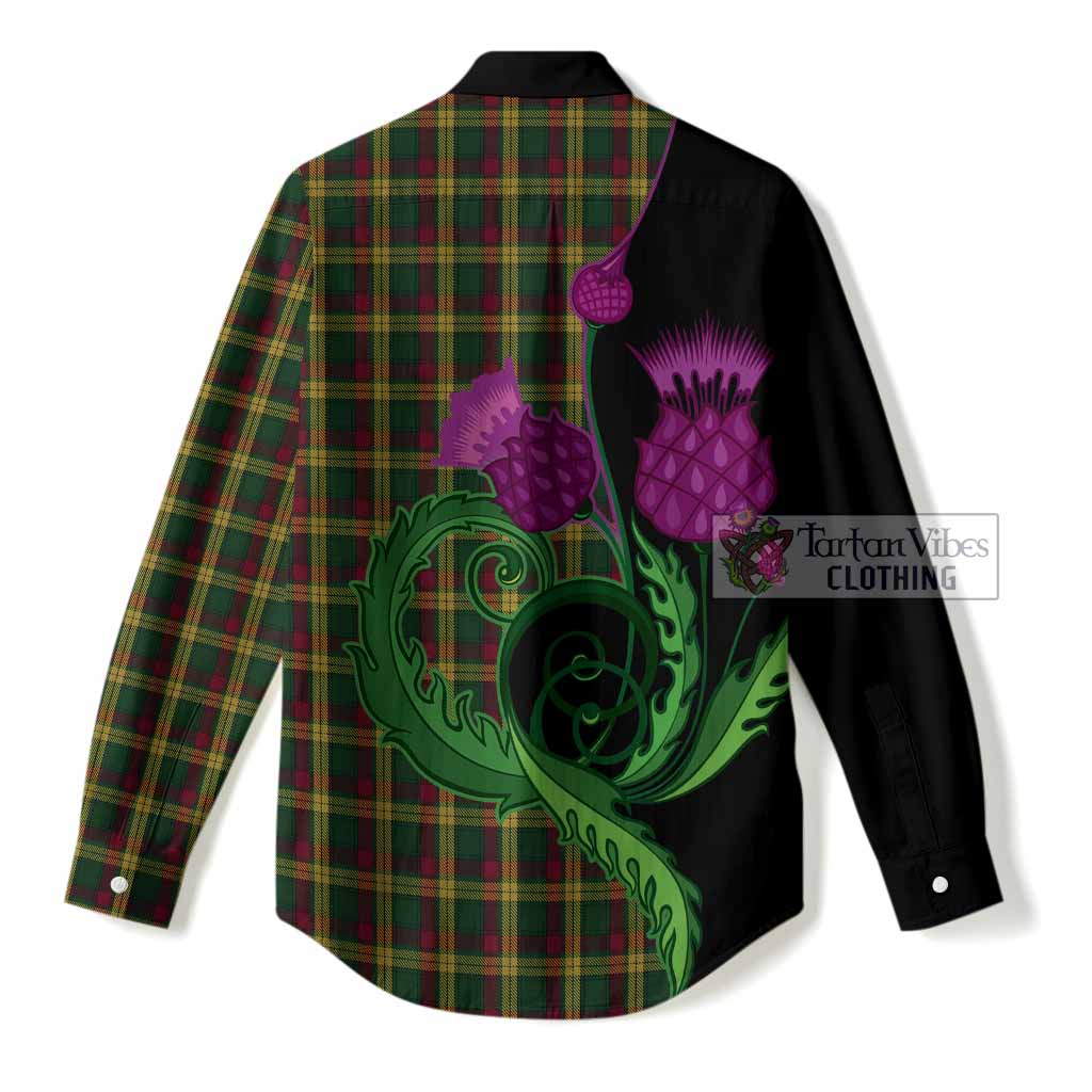 MacMillan (McMillan) Tartan Women Casual Shirt Traditional Scottish Thistle