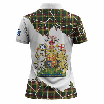 MacMillan (McMillan) Tartan Women Polo Shirt with Family Crest and Lion Rampant Grunge Style