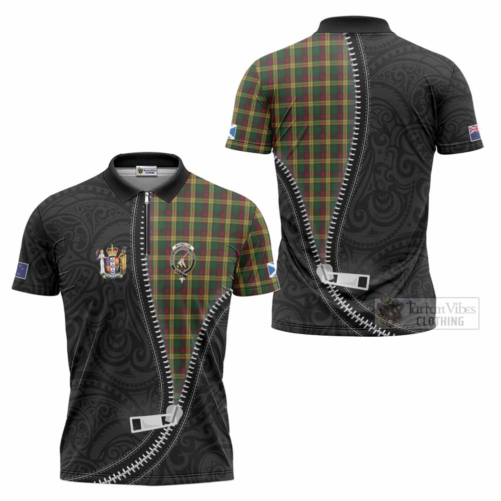MacMillan (McMillan) Tartan Zipper Polo Shirt New Zealand Pattern Unique Zipper Stylized