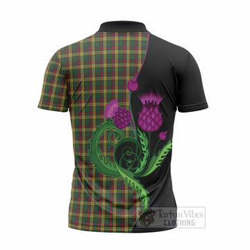 MacMillan (McMillan) Tartan Zipper Polo Shirt Traditional Scottish Thistle