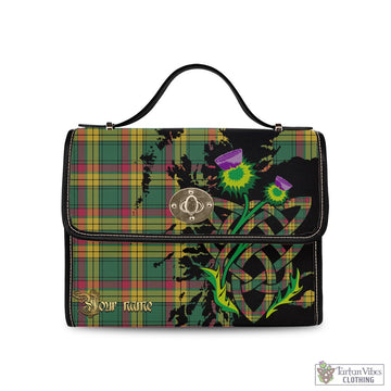 MacMillan Old Ancient Tartan Waterproof Canvas Bag with Scotland Map and Thistle Celtic Accents