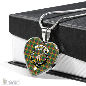MacMillan Old Ancient Tartan Heart Necklace with Family Crest