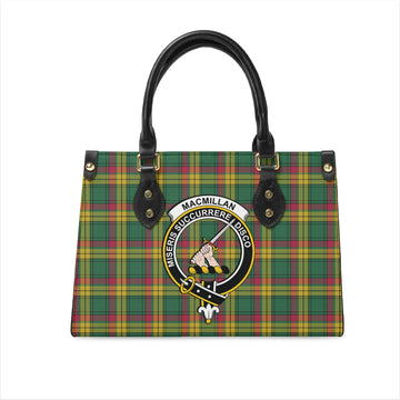 MacMillan Old Ancient Tartan Leather Bag with Family Crest
