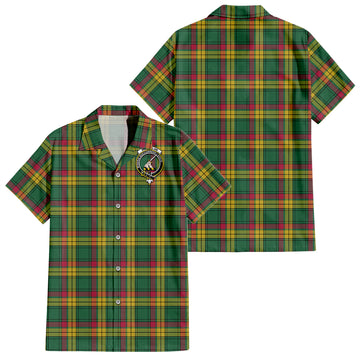 MacMillan Old Ancient Tartan Short Sleeve Button Down Shirt with Family Crest