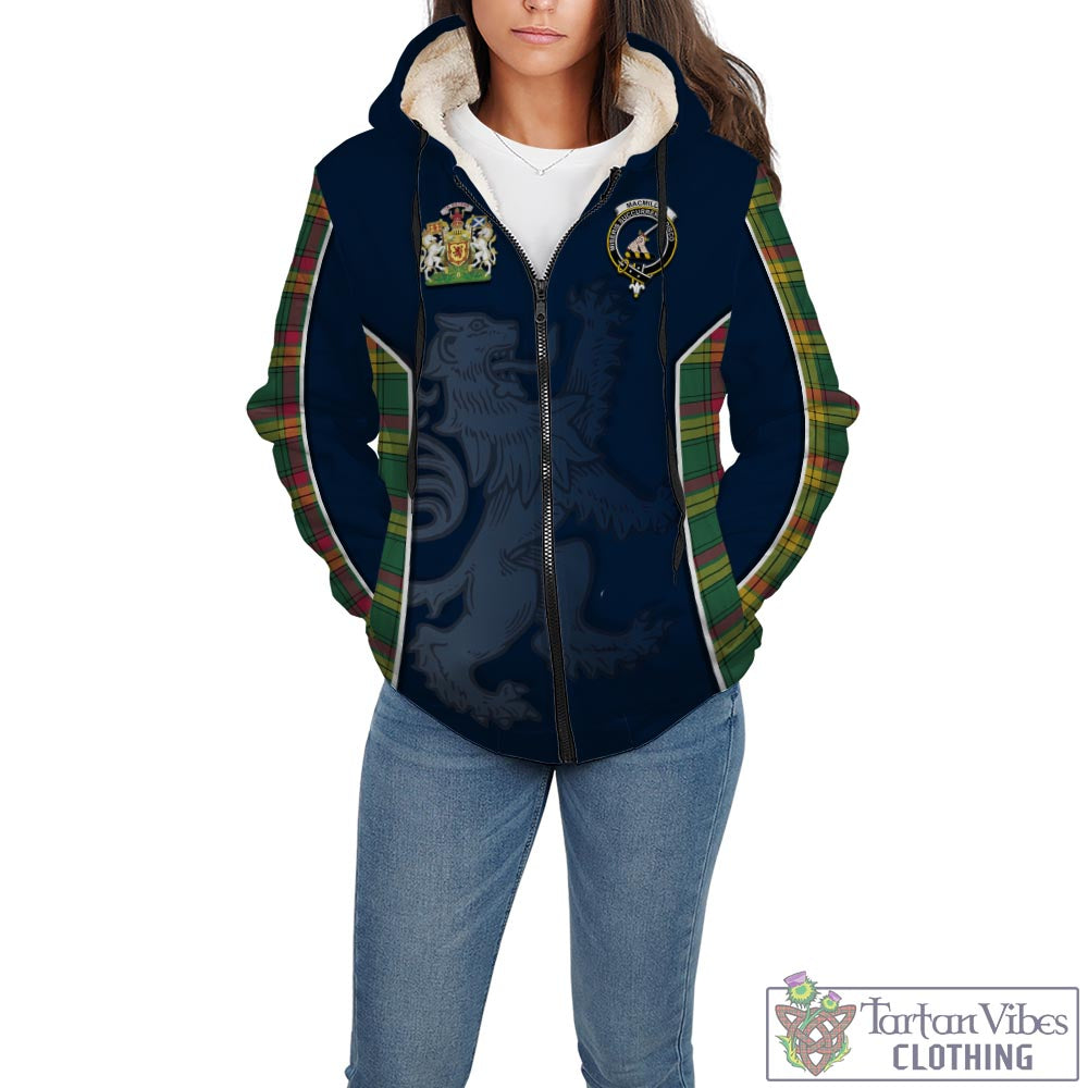 Tartan Vibes Clothing MacMillan Old Ancient Tartan Sherpa Hoodie with Family Crest and Lion Rampant Vibes Sport Style