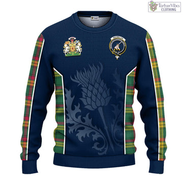 MacMillan Old Ancient Tartan Knitted Sweatshirt with Family Crest and Scottish Thistle Vibes Sport Style