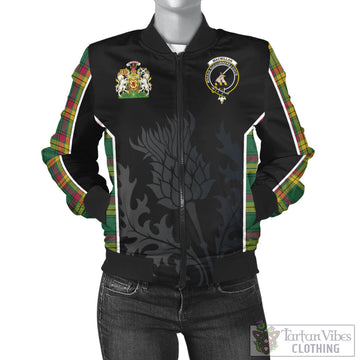 MacMillan Old Ancient Tartan Bomber Jacket with Family Crest and Scottish Thistle Vibes Sport Style